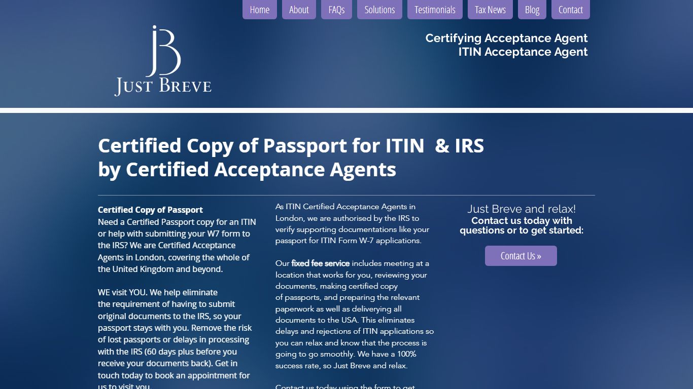 Certified Copy of Passport | Certified Acceptance Agent | Just Breve