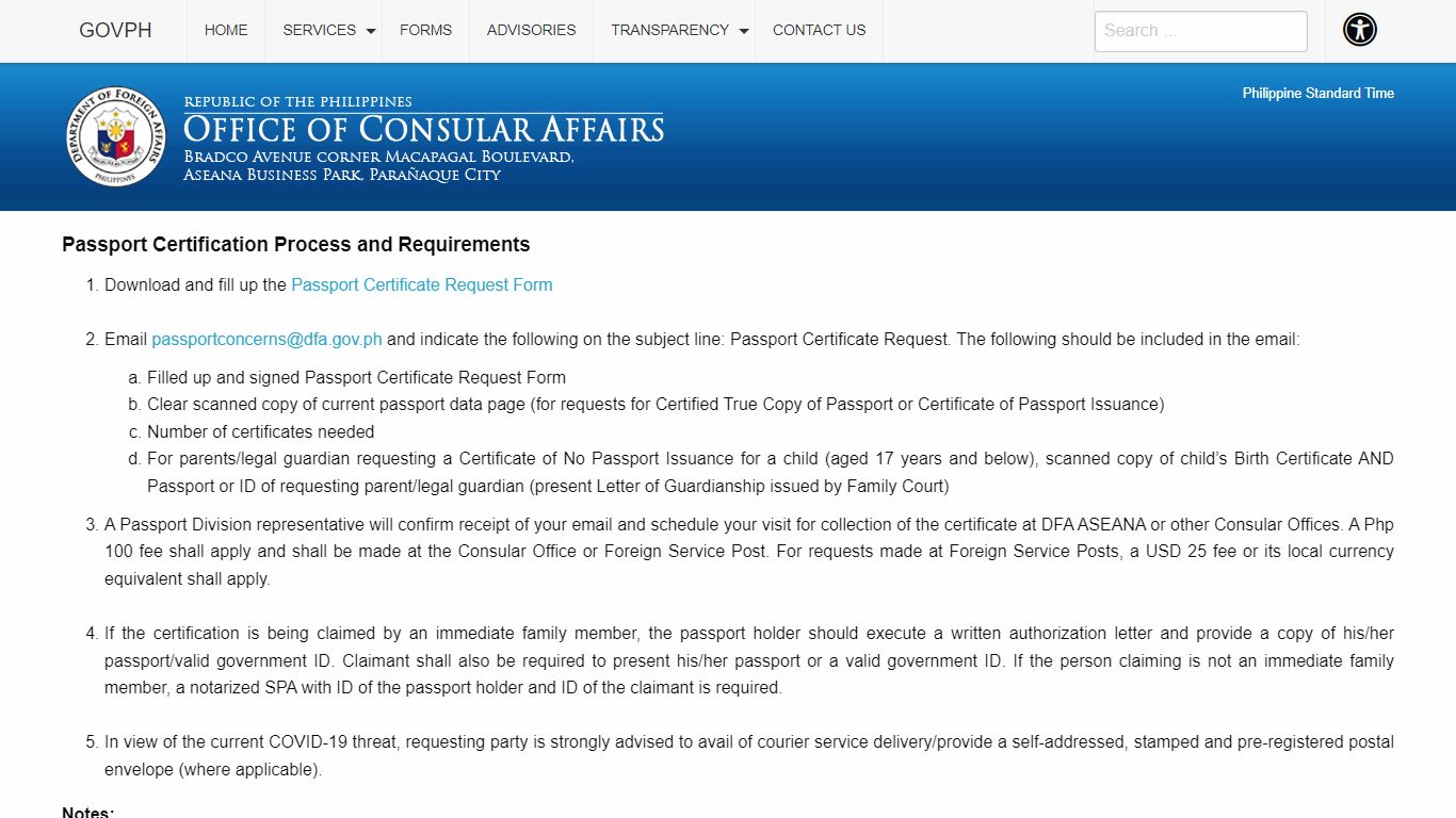 PASSPORT CERTIFICATION REQUIREMENTS - Department of Foreign Affairs